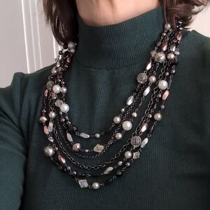 Multi-strand Beaded Chain Necklace